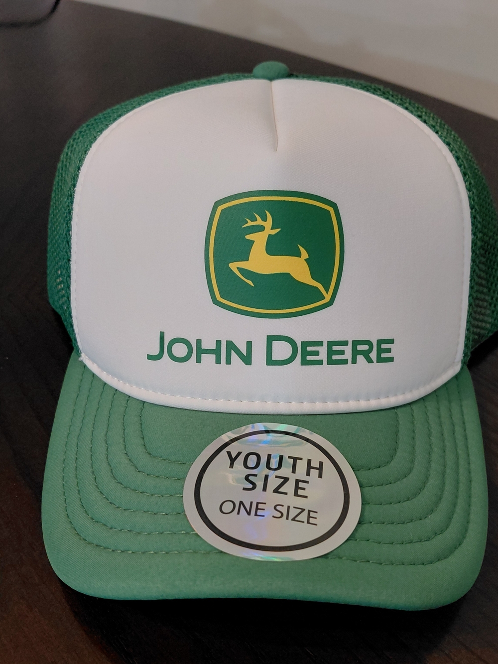 John Deere Boys Foam Trucker Hat Green & Yellow Mesh Snapback